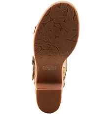 L'ARTISTE Jess Floral Embossed Leather Platform Block Heel Sandals