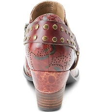 L'ARTISTE Kacielou Tooled Perforated Leather Studded Harness Hardware Shooties