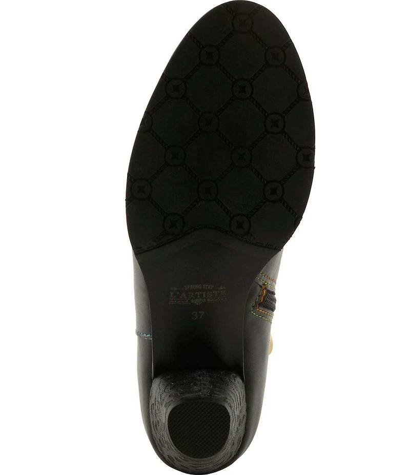 L'ARTISTE Kissofarose Floral Laser Cut Fold Over Leather Booties