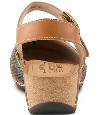 L'ARTISTE Koraline Perforated Floral Print Leather Ankle Strap Shoes