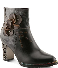 L'ARTISTE Kurlique Leather Floral Applique Booties