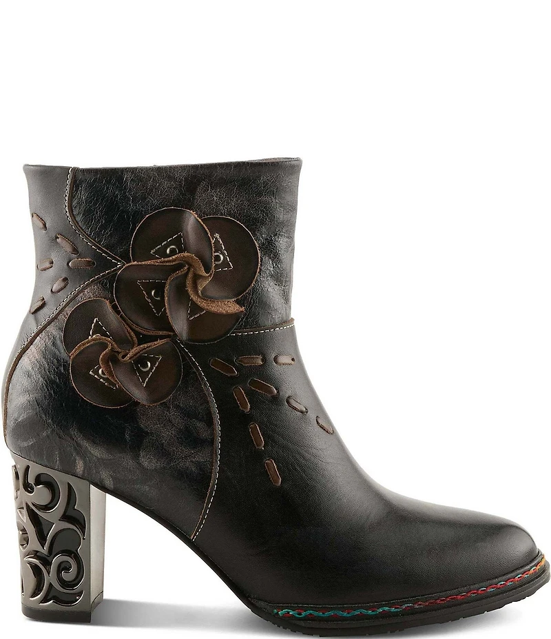 L'ARTISTE Kurlique Leather Floral Applique Booties