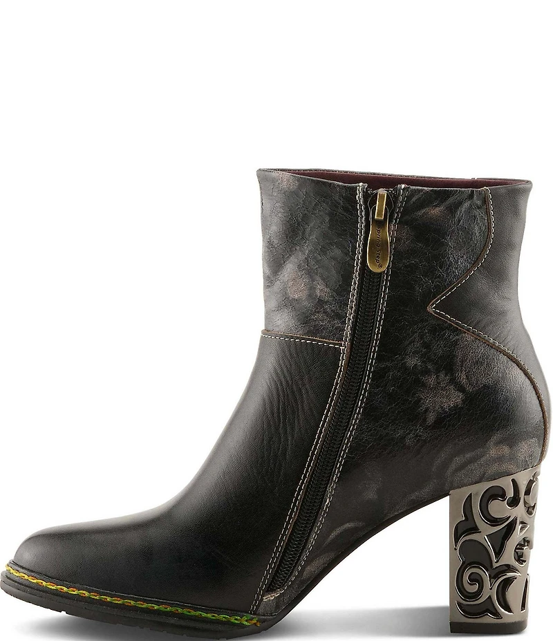 L'ARTISTE Kurlique Leather Floral Applique Booties