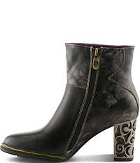 L'ARTISTE Kurlique Leather Floral Applique Booties