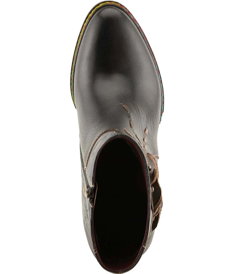 L'ARTISTE Kurlique Leather Floral Applique Booties
