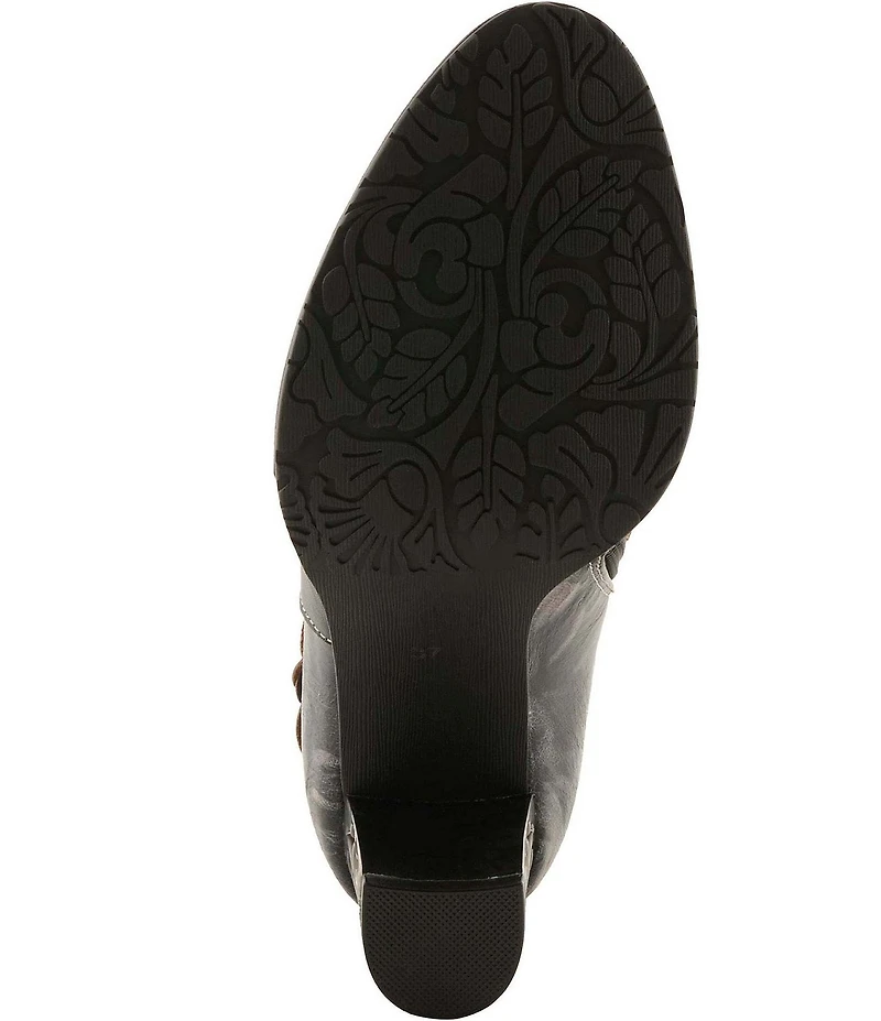 L'ARTISTE Kurlique Leather Floral Applique Booties