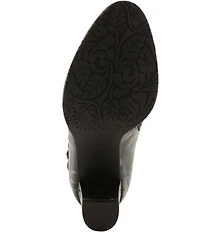L'ARTISTE Kurlique Leather Floral Applique Booties