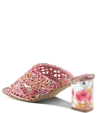 L'ARTISTE Lacyloops Metallic Macrame Block Heel Slide Sandals