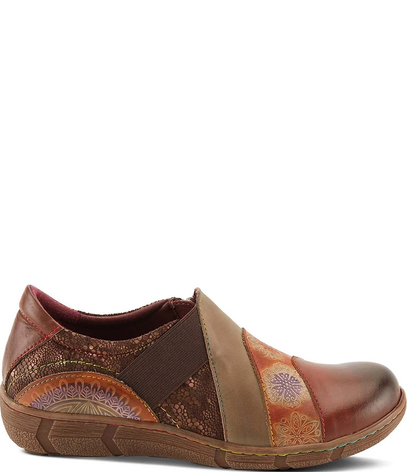 L'ARTISTE Lata Hand Painted Leather and Textile Slip On Sneakers