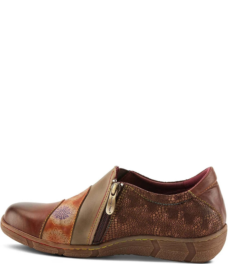 L'ARTISTE Lata Hand Painted Leather and Textile Slip On Sneakers