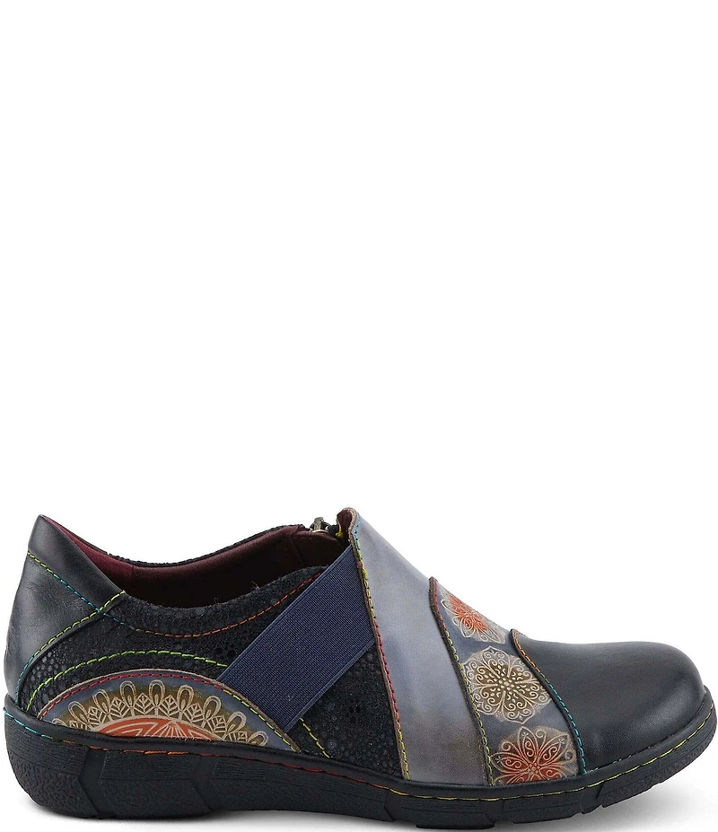 L'ARTISTE Lata Hand Painted Leather and Textile Slip On Sneakers
