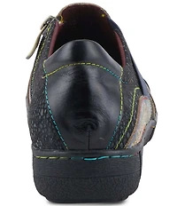 L'ARTISTE Lata Hand Painted Leather and Textile Slip On Sneakers