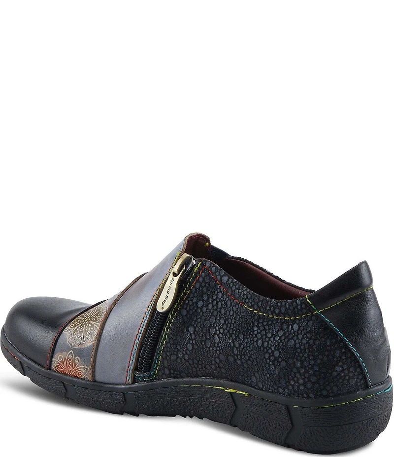 L'ARTISTE Lata Hand Painted Leather and Textile Slip On Sneakers