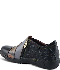 L'ARTISTE Lata Hand Painted Leather and Textile Slip On Sneakers