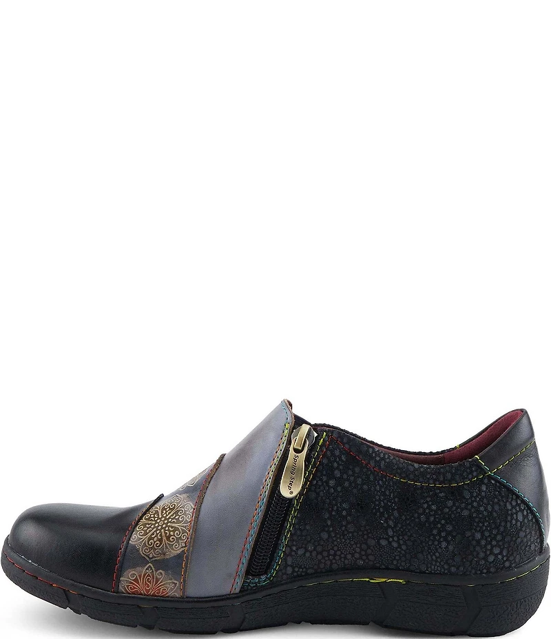 L'ARTISTE Lata Hand Painted Leather and Textile Slip On Sneakers