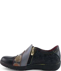 L'ARTISTE Lata Hand Painted Leather and Textile Slip On Sneakers