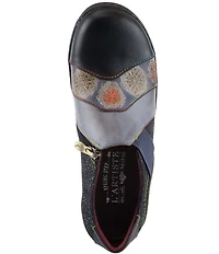 L'ARTISTE Lata Hand Painted Leather and Textile Slip On Sneakers
