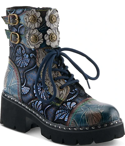 L'ARTISTE Limitless Hand Painted Floral Leather Booties
