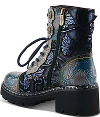 L'ARTISTE Limitless Hand Painted Floral Leather Booties