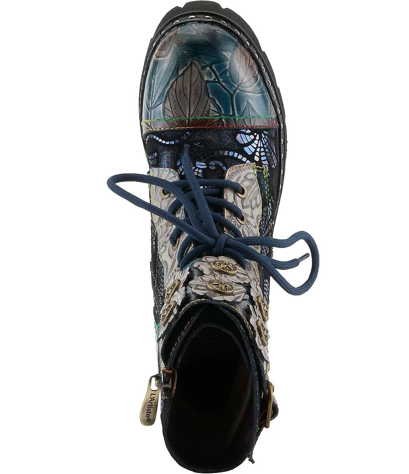 L'ARTISTE Limitless Hand Painted Floral Leather Booties
