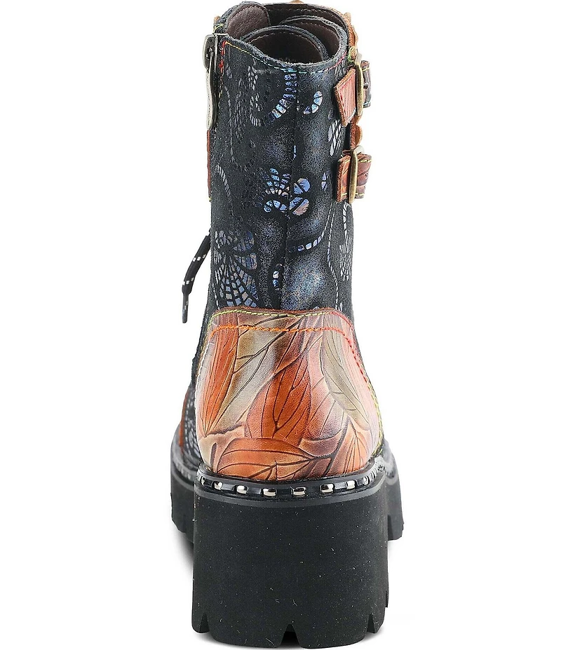 L'ARTISTE Limitless Hand Painted Leather Faux Fur Lined Booties