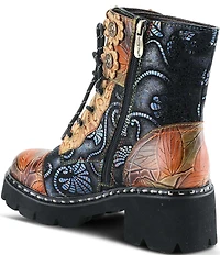 L'ARTISTE Limitless Hand Painted Leather Faux Fur Lined Booties