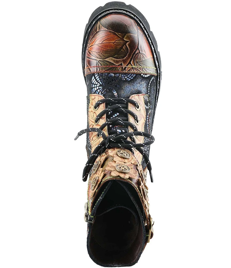 L'ARTISTE Limitless Hand Painted Leather Faux Fur Lined Booties