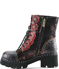 L'ARTISTE Limitless Hand Painted Leather Faux Fur Lined Booties