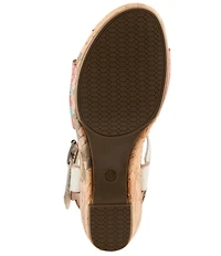 L'ARTISTE Luvinlife Hand-Painted Floral Embossed Leather Wedge Sandals