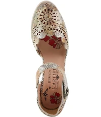 L'ARTISTE Luxe Laser Cut Painted Leather Salsa Heel Pumps