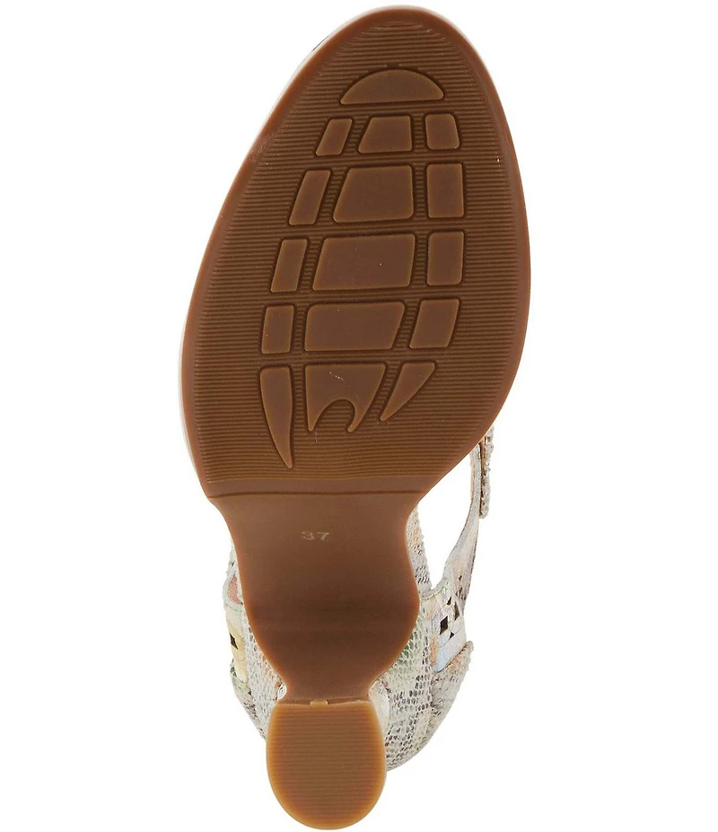 L'ARTISTE Luxe Laser Cut Painted Leather Salsa Heel Pumps