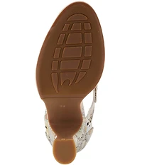 L'ARTISTE Luxe Laser Cut Painted Leather Salsa Heel Pumps