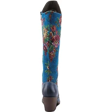 L'ARTISTE Mallorie Leather Floral and Butterfly Studded Western Tall Boots