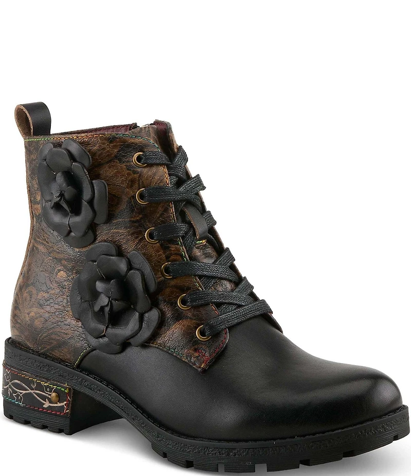 L'ARTISTE Martinela Floral Ornamented Leather Booties