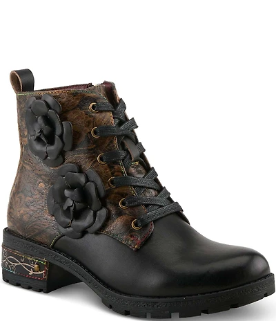 L'ARTISTE Martinela Floral Ornamented Leather Booties