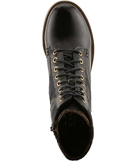L'ARTISTE Marty Leather and Plaid Lace Up Combat Booties
