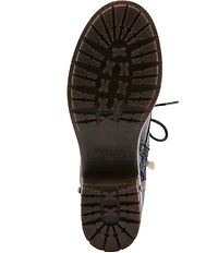 L'ARTISTE Marty Leather with Metallic Snake and Floral Print Combat Booties