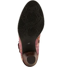 L`ARTISTE Naima Leather Floral Fabric Ornamented Faux Fur Lined Ankle Booties