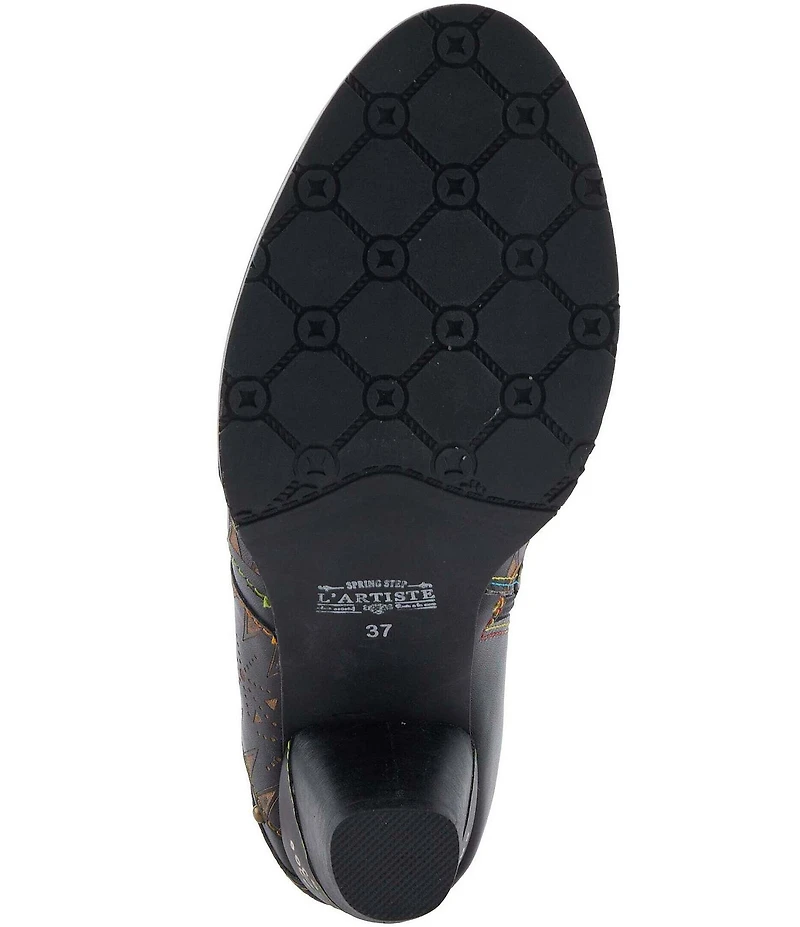 L'ARTISTE Niobe Etched Leather Studded Ankle Booties