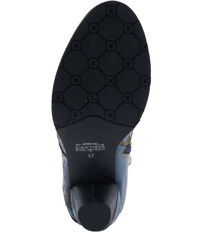 L'ARTISTE Niobe Etched Leather Studded Ankle Booties