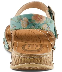 L'ARTISTE Offcenter Leather Floral Motif Sandals