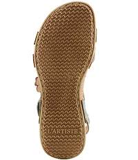 L'ARTISTE Offcenter Leather Floral Motif Sandals