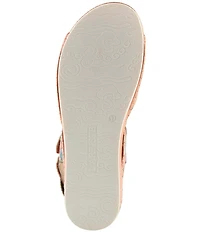 L'ARTISTE Offtrak Floral Print Leather Wedge Sandals