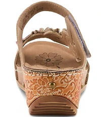 L'ARTISTE Ohsosweet Embossed Leather with Flowers Wedge Sandals