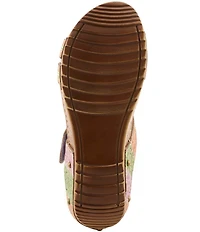 L'ARTISTE Ohsosweet Embossed Leather with Flowers Wedge Sandals