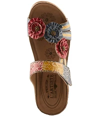 L'ARTISTE Ohsosweet Embossed Leather with Flowers Wedge Sandals