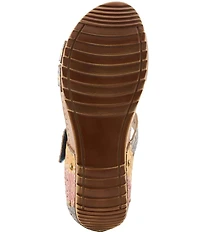 L'ARTISTE Ohsosweet Embossed Leather with Flowers Wedge Sandals