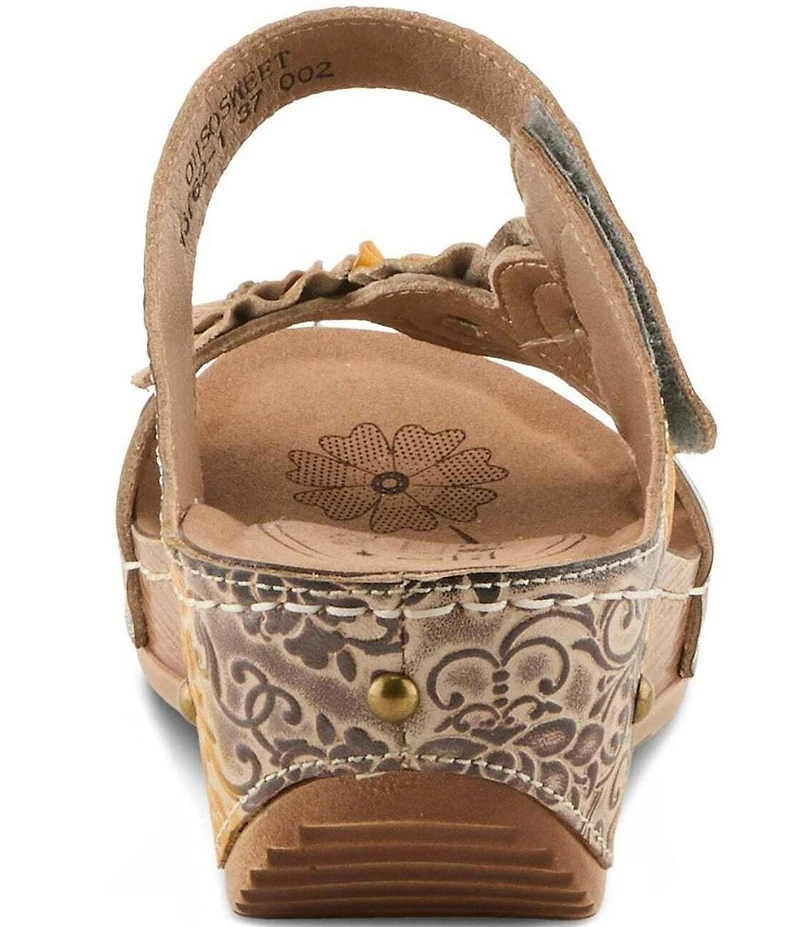 L'ARTISTE Ohsosweet Embossed Leather with Flowers Wedge Sandals