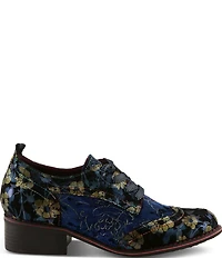L'ARTISTE Oneofakind Floral Embroidered Velvet Lace Up Oxfords
