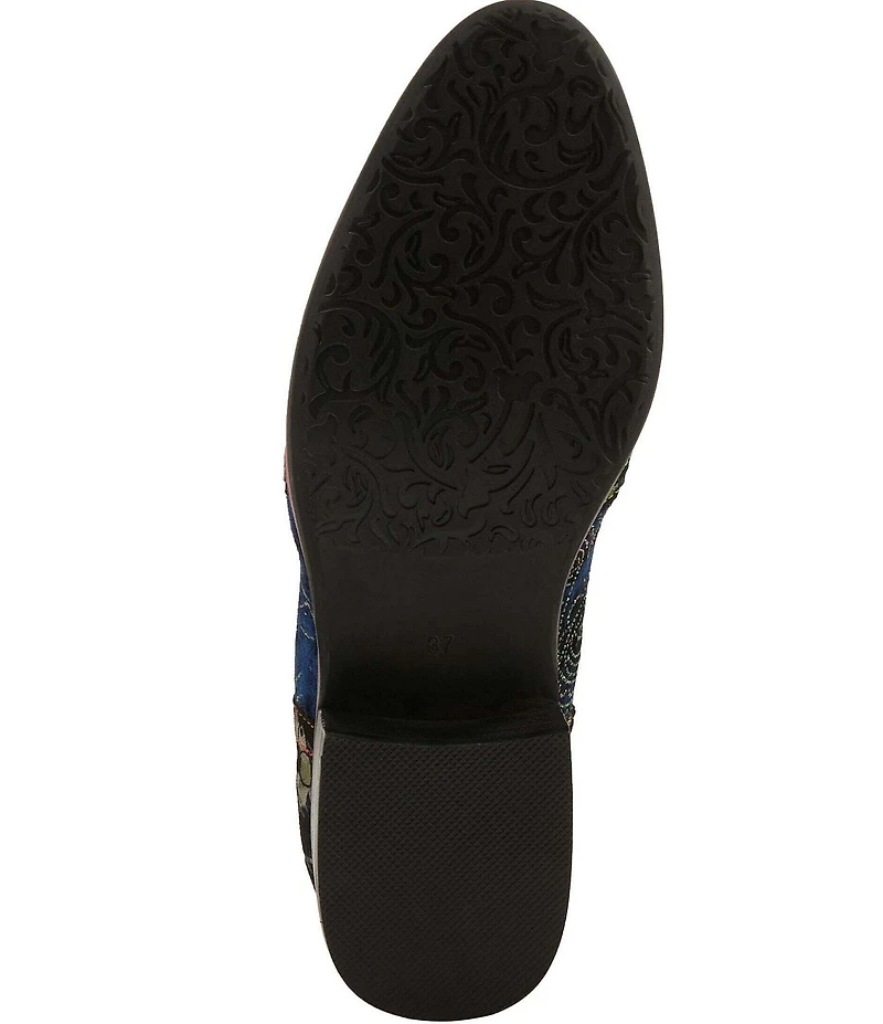 L'ARTISTE Oneofakind Floral Embroidered Velvet Lace Up Oxfords